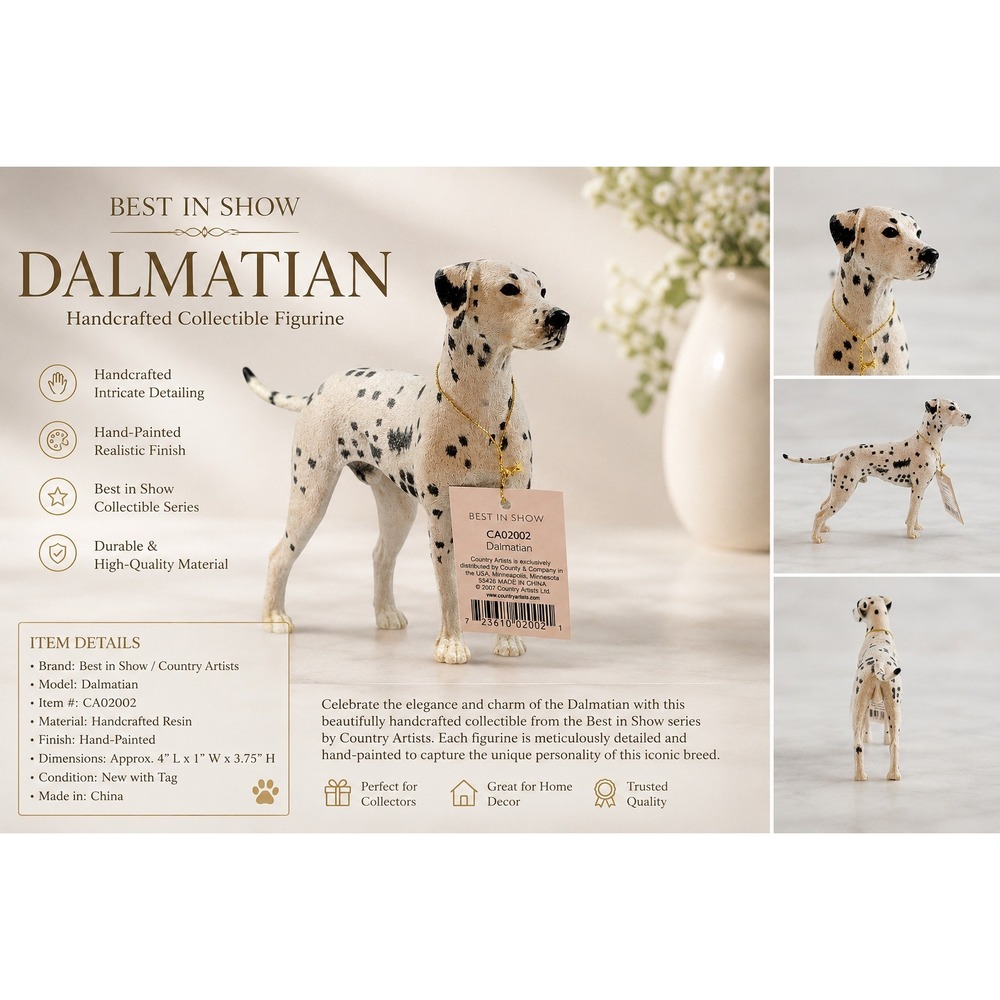 Country Artists Best in Show Dalmatian Dog Figurine CA02002 White Black Spotted